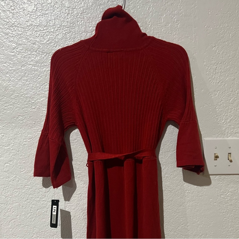 I.N. Studio Rich Red Long Sleeve Dress